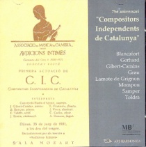 Compositors Independents de Catalunya. 75th Anniversary