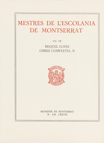 Mestres de l’ Escolania Vol.8. Miquel López II