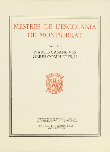 Mestres de l’ Escolania Vol.12. Narcís Casanoves II